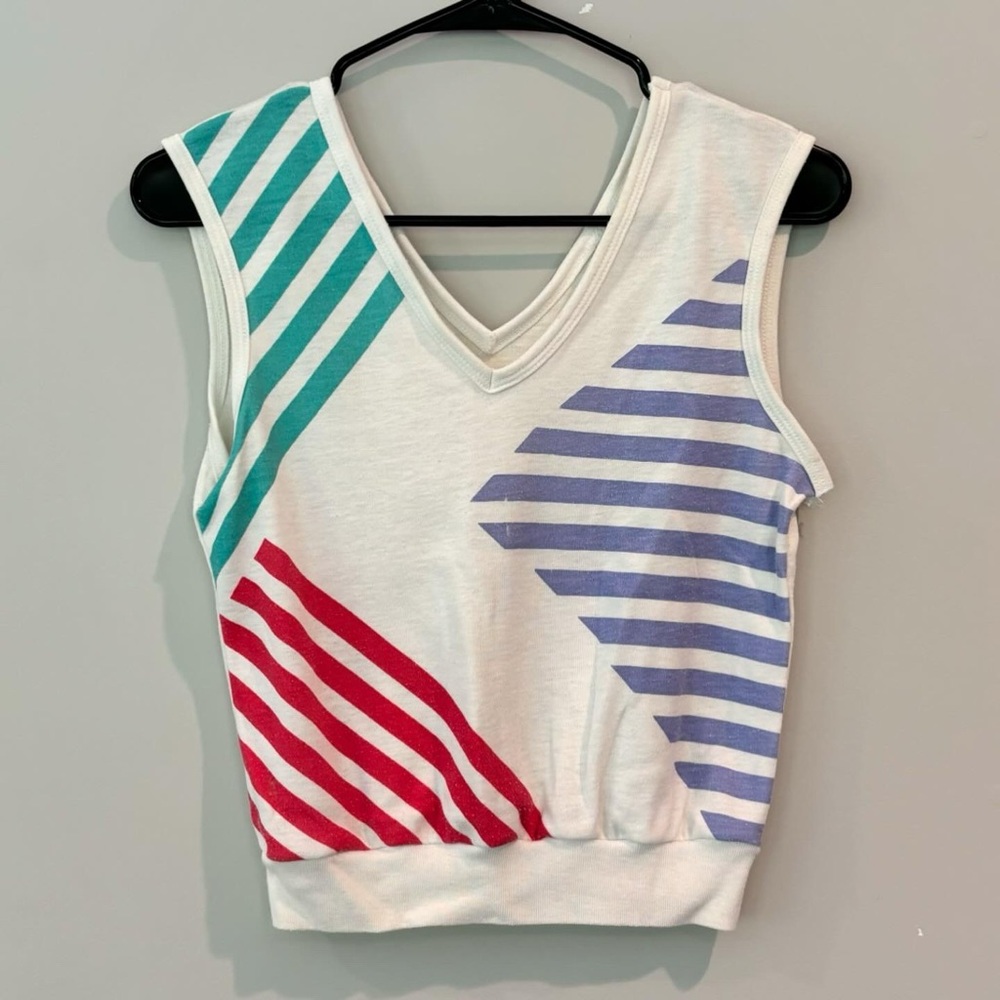 Striped 80s V-Neck Tank Top